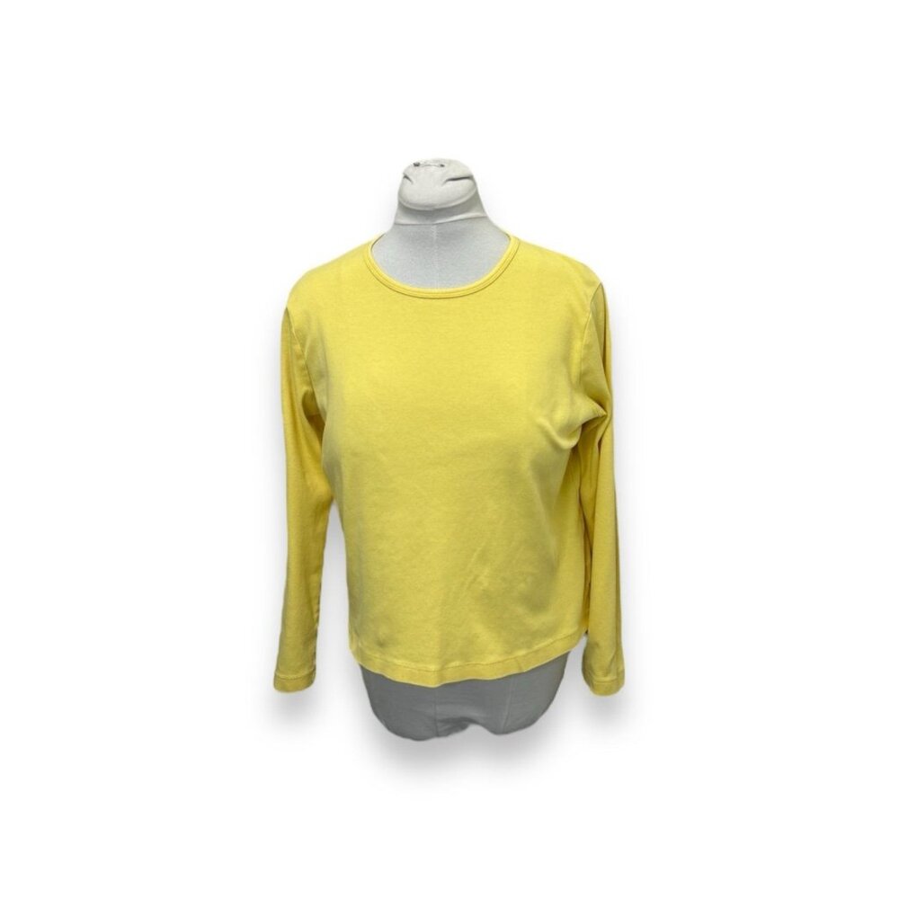 Jones New York Sport Women’s Long Sleeve Ribbed Knit Tee, Yellow, size L